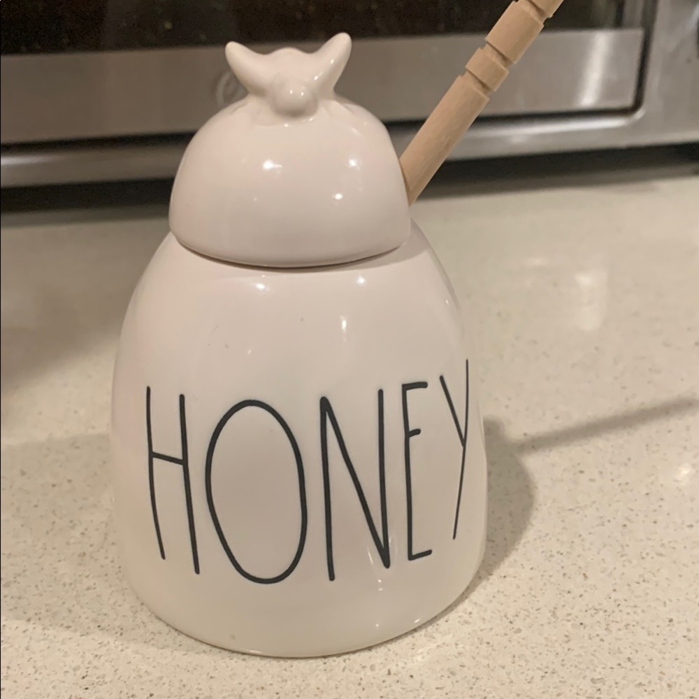 Rae Dunn White Honey Pot with Dipper - Picture 2 of 4